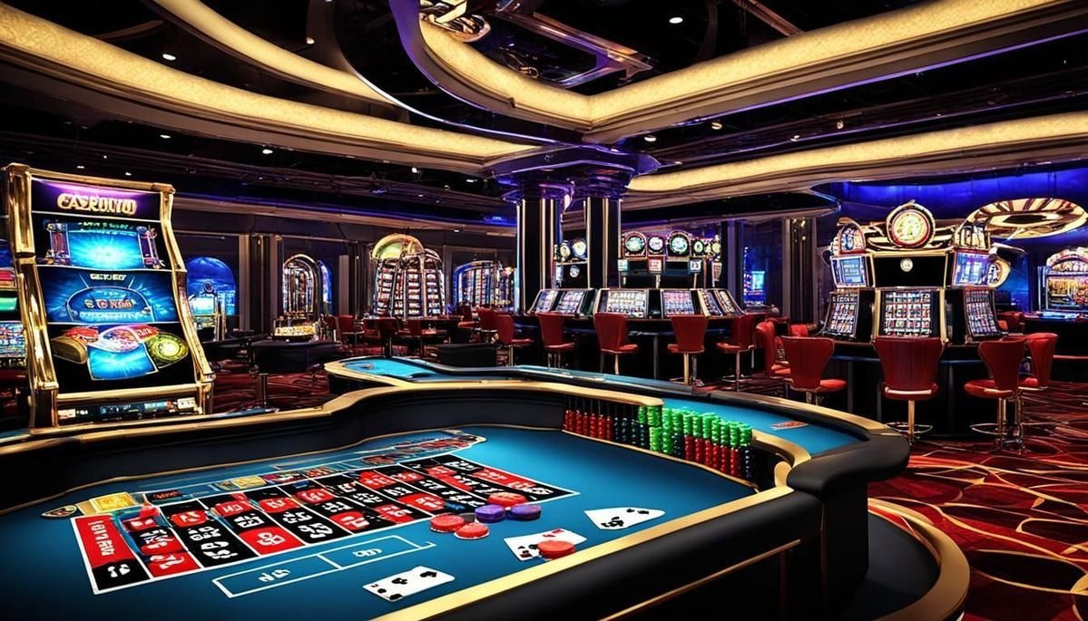 MDL97 ဂိမ်းလော်ဘီ မိုဘိုင်းဖုန်းနှင့် Slots ကစားနေသောမြင်ကွင်း
